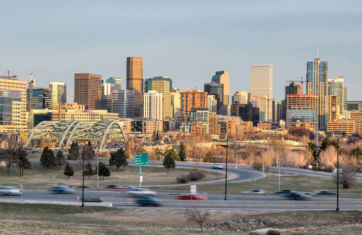 Denver skyline at sunset